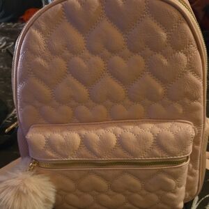 Heart Patterned Pink Backpack